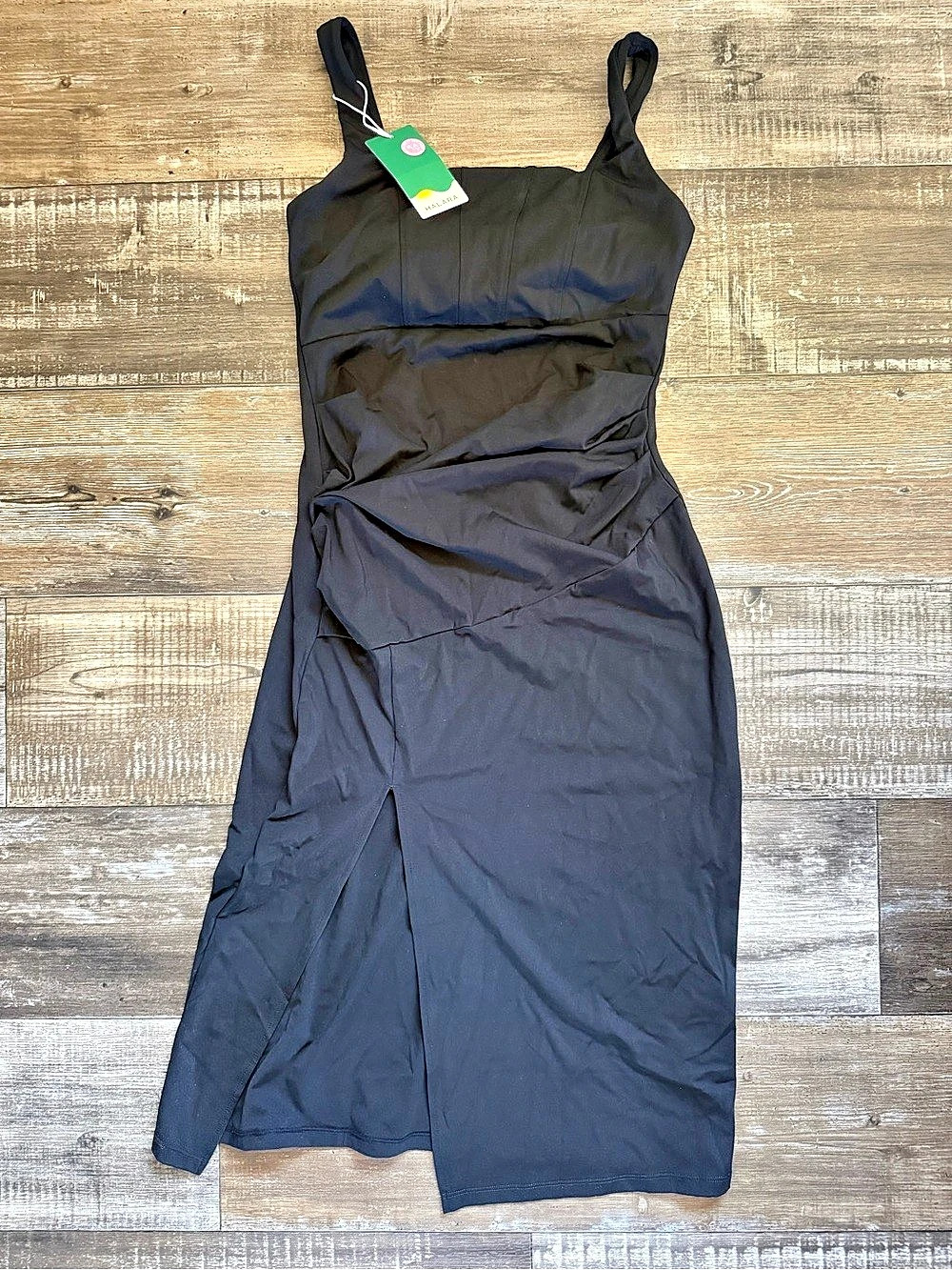 Halara SoftlyZero™ Airy Square Neck Backless Corset Ruched Split Bodycon Midi